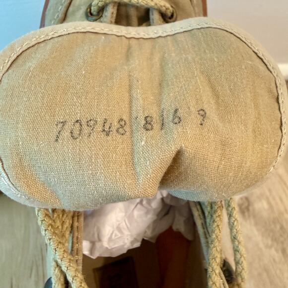 Vintage Camper Hiking Boots Tan Canvas Suede Ankle Lace Up Unisex - Picture 13 of 14